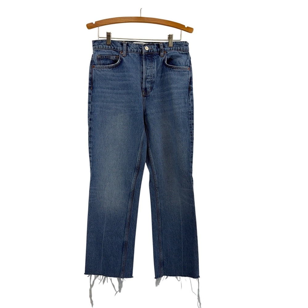 REFORMATION High Rise Wide Leg Jeans Light Wash Raw Hem Womens 28 - Picture 7 of 16